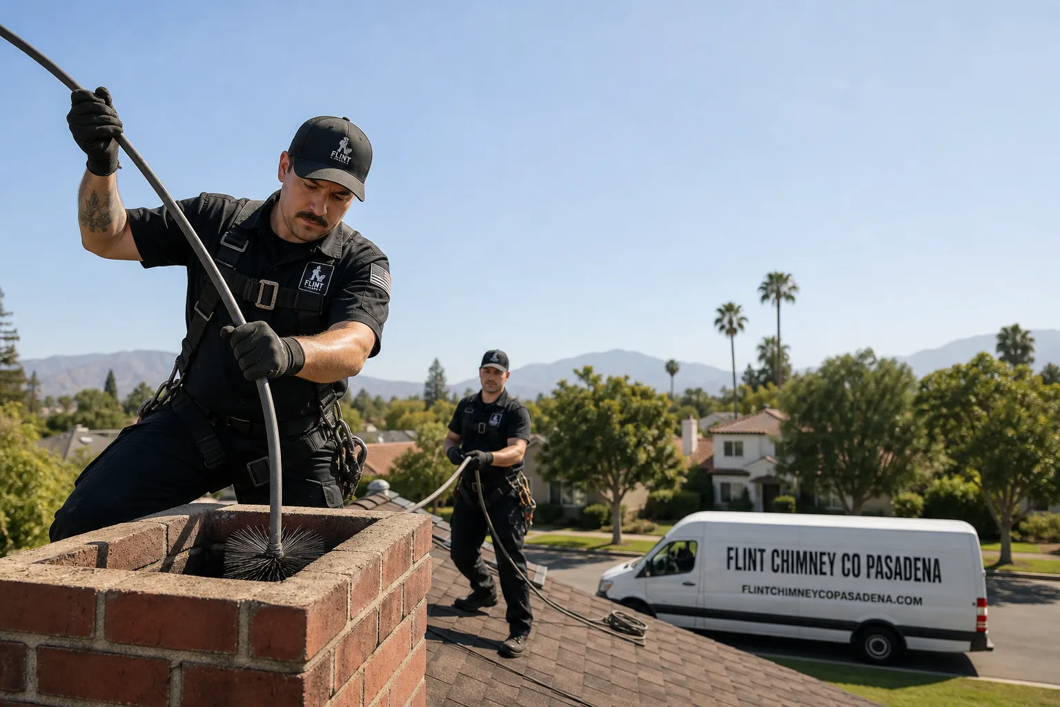 Flint Chimney Co Pasadena chimney cleaning team
